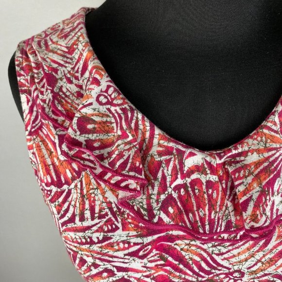 Christopher & Banks Tank Top Women's S Seashell Print Ruffle Neckline Vacation - Picture 4 of 12